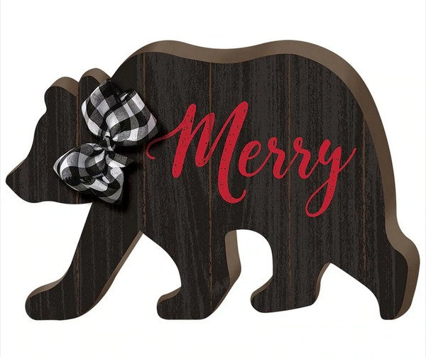 Bear Large Standing Decoration With Fabric Bow