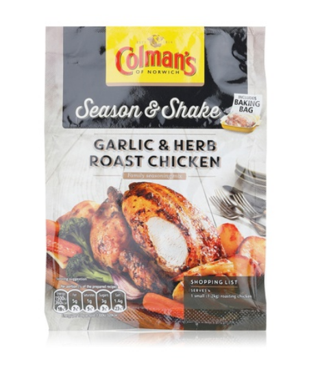 Colman\'s Season & Shake garlic & herb roast chicken mix 32g