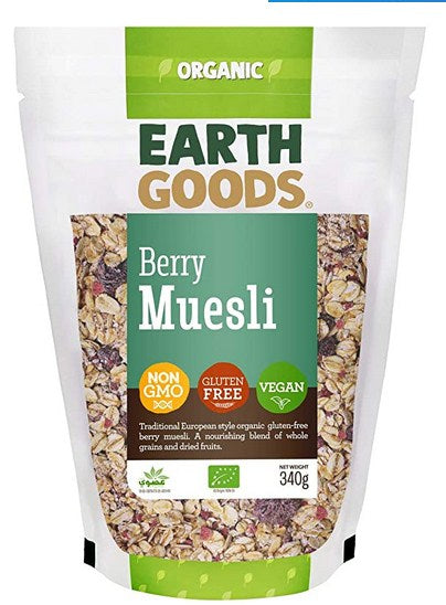 Earth Goods Organic Gluten-Free Berry Muesli, NON-GMO; Gluten -Free;Vegan 340g