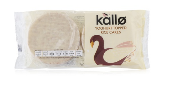 Kallo yoghurt topped rice cakes 100g