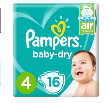 Pampers Baby-dry Diapres Size 4 Maxi 9-14kg 16 diapers