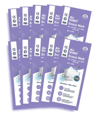 air queen breeze pack of 10 qualified air mask with hand sanitizer