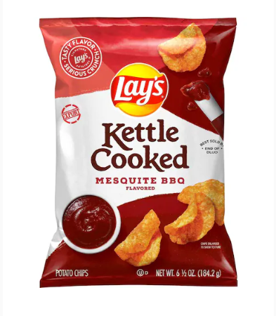 Lay's Kettle Cooked Mesquite Bbq Flavoured Potato Chips 184.2g