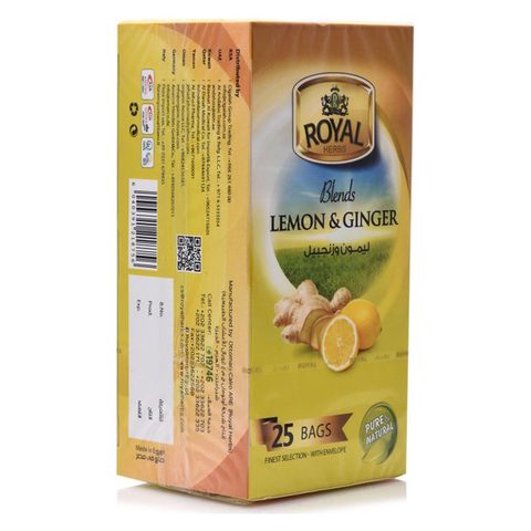 Royal Herbs Blends Lemon and Ginger Tea 25 Tea Bags